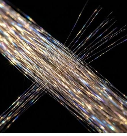 Silver and gold prismatic strands